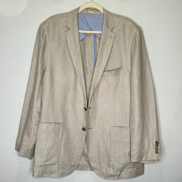 Peter Millar 100% Linen Summer Two Button Blazer Suit Jacket Beige XL - Picture 2 of 12
